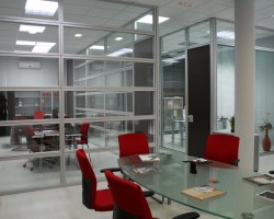 Mampara de oficina con 6 apaisados de cristal doble-10