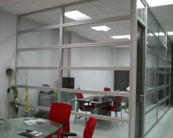 Mampara de oficina con 6 apaisados de cristal doble-13